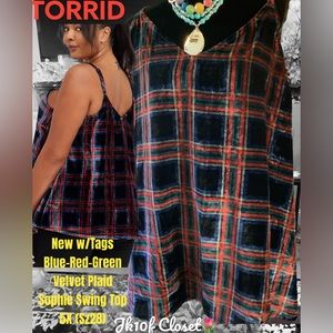 🌹NWT TORRID 5X SOPHIE VELVET TARTAN PLAID TOP